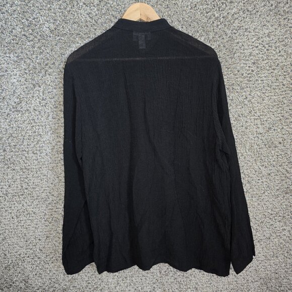 Talbots Top Womens Medium Black Button Up Tunic Cotton Wool Casual Ladies - Picture 7 of 7